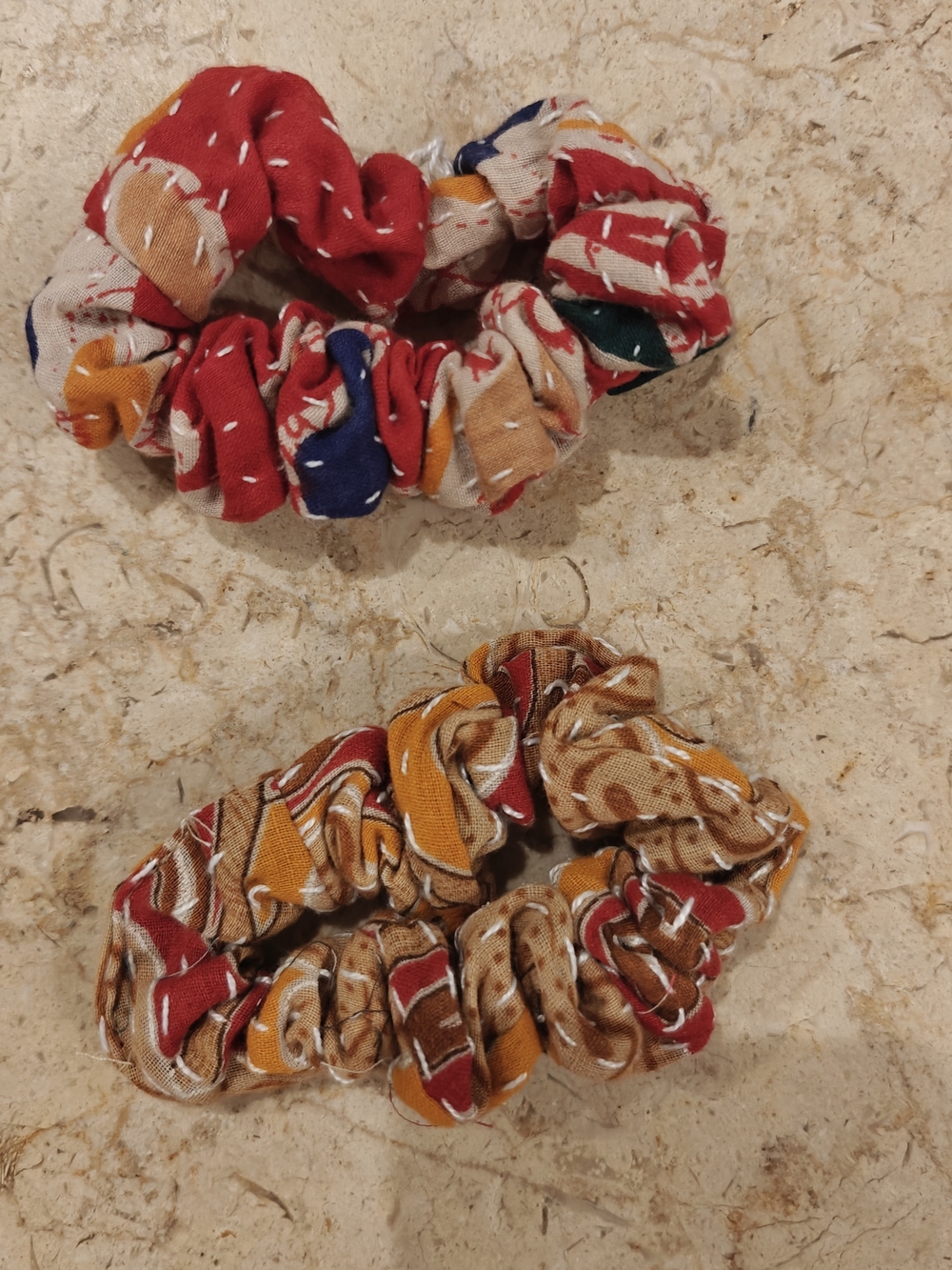 Colorful Kantha Scrunchies - Set of 2